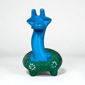 Handmade Kenya Giraffe Soapstone Figurine Sculpture Blue Green
